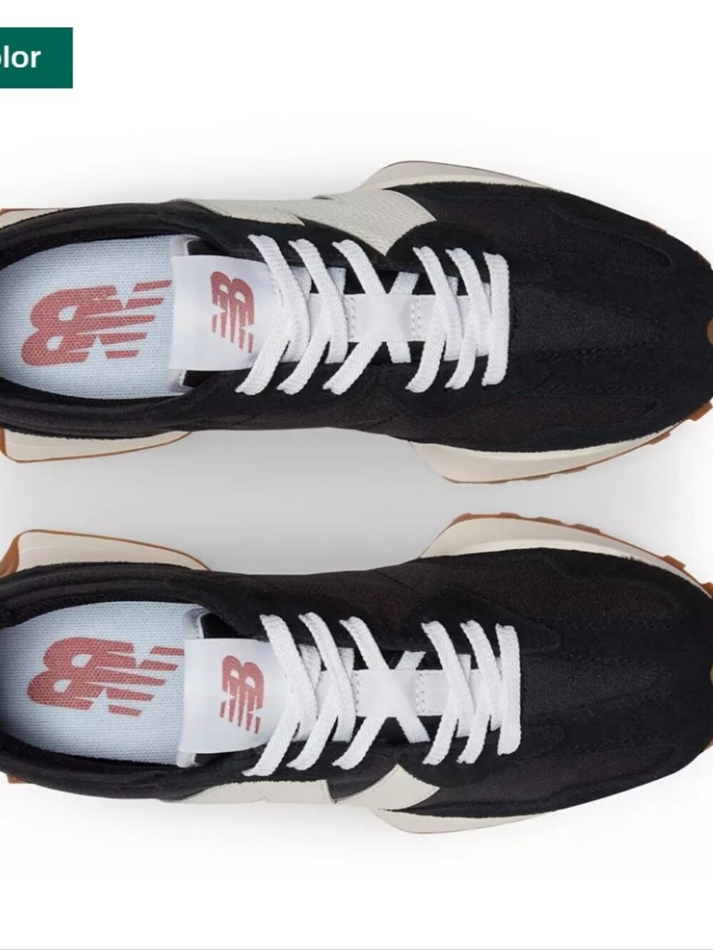 Women's New Balance Black and White 327 Retro-Style Sneakers - Picture 2 of 4